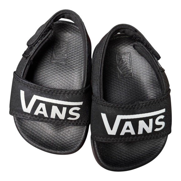 Vans La Costa Slide TD Black White Minimalist Logo‎ Toddler Sandals Size 5 SU - Picture 2 of 8